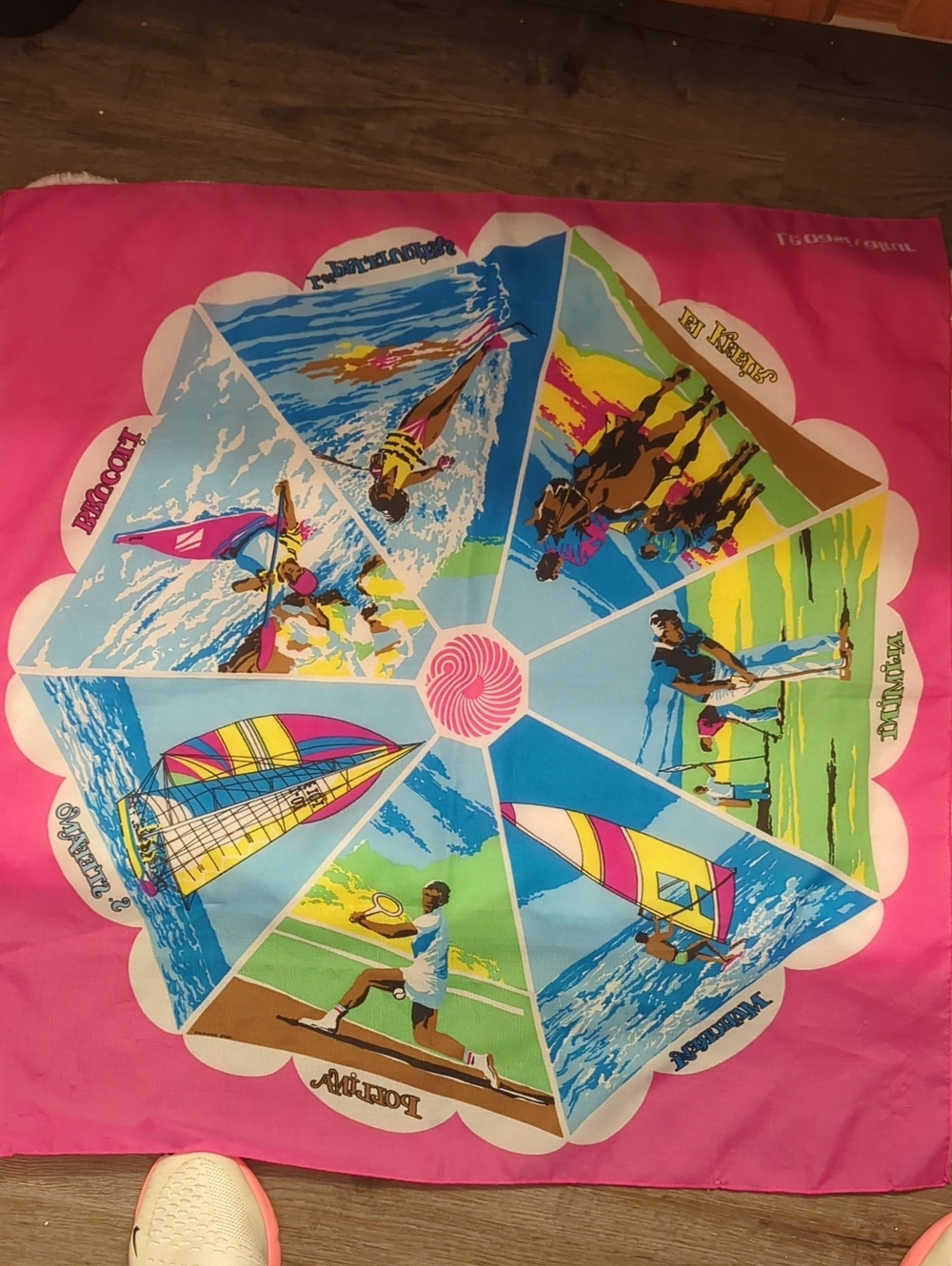 Vibrant Pink Illustrated Beach Scarf - Unknown Brand